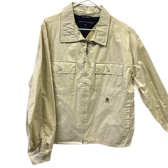 Vintage Rare Tommy Hilfiger Cream Crinkle Raincoat Boating Jacket Mens XXL - Picture 1 of 14